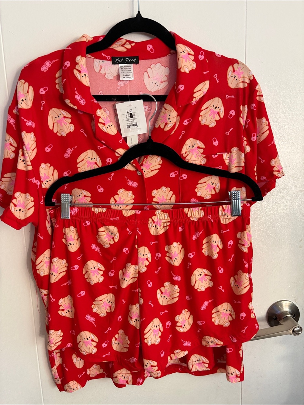 Women’s Red Bunny Print Short Pajama Set